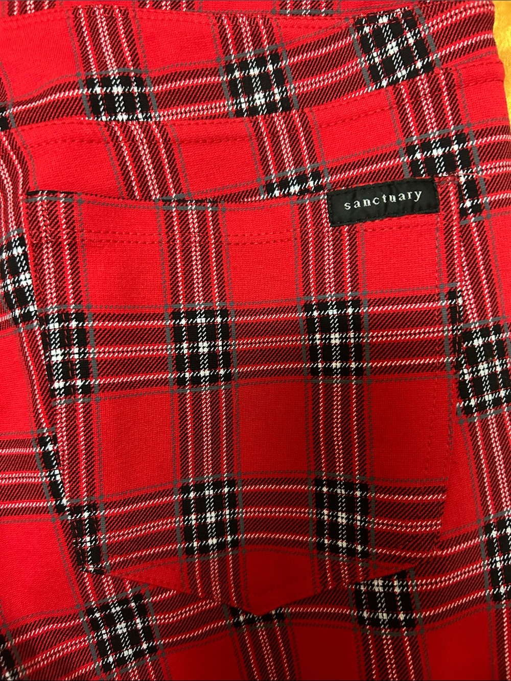 Sanctuary Red and Black Plaid Skinny Pants - Picture 3 of 4